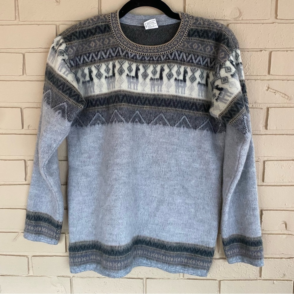 Gray Patterned Women's Crew Neck Sweater